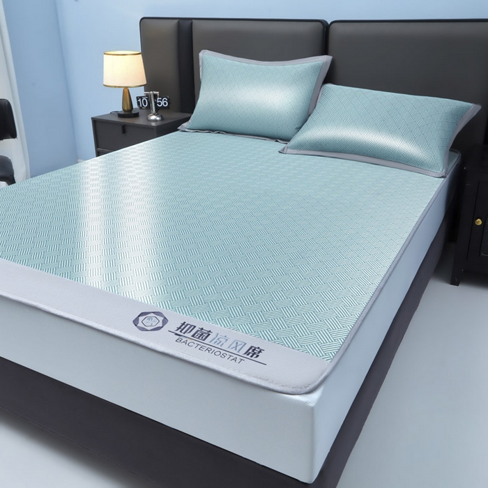 91家纺网 家纺一手货源 找家纺 可恩欣 2026新款冰感凉风席 床笠-凉风绿