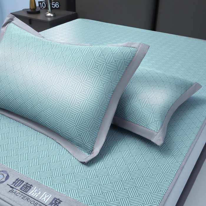 91家纺网 家纺一手货源 找家纺 可恩欣 2026新款冰感凉风席 床笠-凉风绿