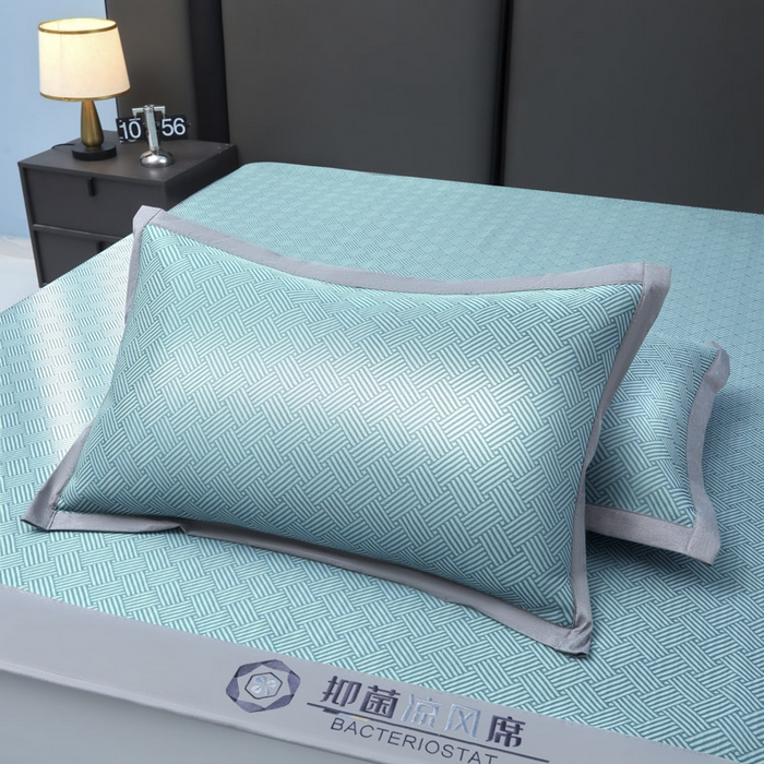 91家纺网 家纺一手货源 找家纺 可恩欣 2026新款冰感凉风席 床笠-凉风绿