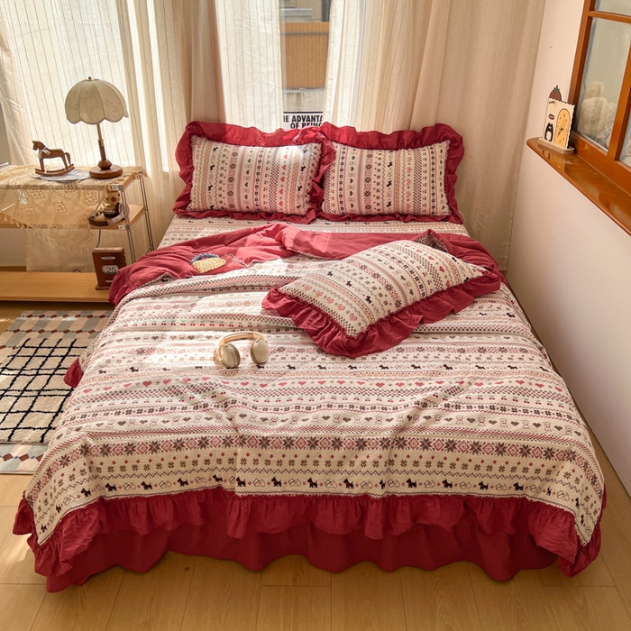 91家纺网 家纺一手货源 找家纺 （总）欧尚 2026新款床盖款花边夏被四件套