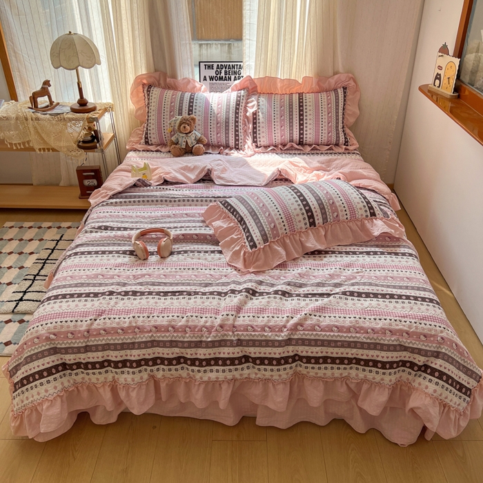 91家纺网 家纺一手货源 找家纺 （总）欧尚 2026新款床盖款花边夏被四件套