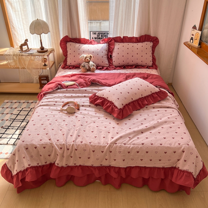 91家纺网 家纺一手货源 找家纺 （总）欧尚 2026新款床盖款花边夏被四件套