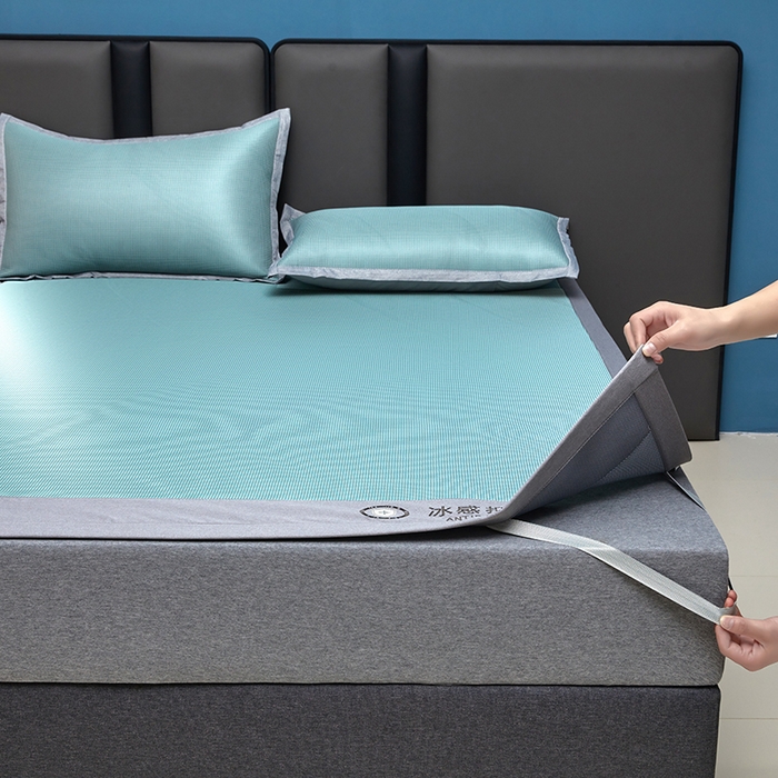 91家纺网 家纺一手货源 找家纺 可恩欣 2026新款冰感凉风席 床席-冰感水绿