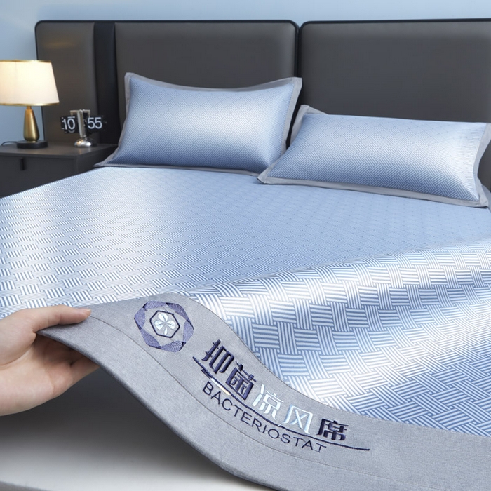 91家纺网 家纺一手货源 找家纺 可恩欣 2026新款冰感凉风席 床席-凉风蓝