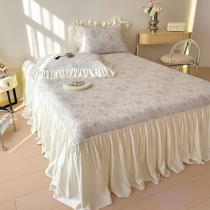 91家纺网 家纺一手货源 找家纺 （总）莱家富 2026新款A类母婴级法式浪漫冰豆豆凉席夏天冰丝席凉感值0.21可机洗家用软席床