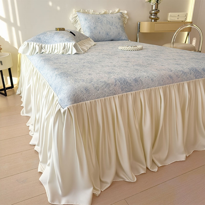 莱家富 2026新款A类母婴级法式浪漫冰豆豆凉席夏天冰丝席凉感值0.21可机洗家用软席床 花园布鲁蓝