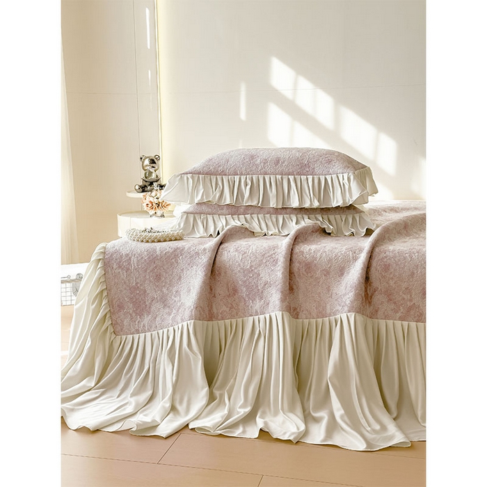 91家纺网 家纺一手货源 找家纺 莱家富 2026新款A类母婴级法式浪漫冰豆豆凉席夏天冰丝席凉感值0.21可机洗家用软席床 花园香薰紫