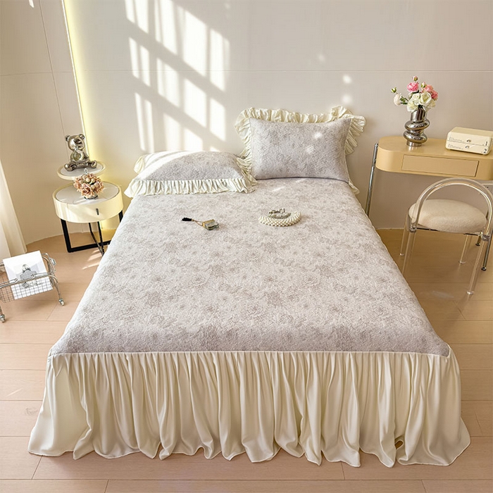 91家纺网 家纺一手货源 找家纺 莱家富 2026新款A类母婴级法式浪漫冰豆豆凉席夏天冰丝席凉感值0.21可机洗家用软席床 花园秋月咖