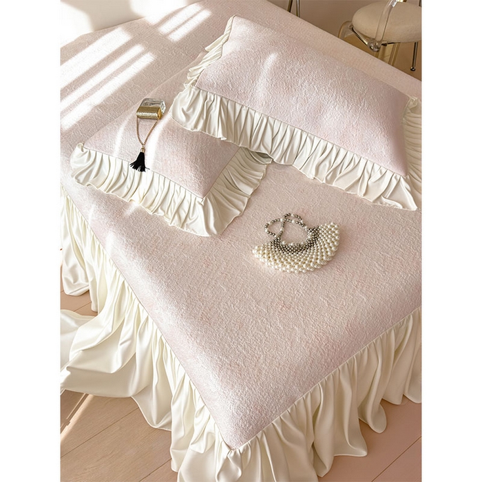 91家纺网 家纺一手货源 找家纺 莱家富 2026新款A类母婴级法式浪漫冰豆豆凉席夏天冰丝席凉感值0.21可机洗家用软席床 花园蜜桃粉