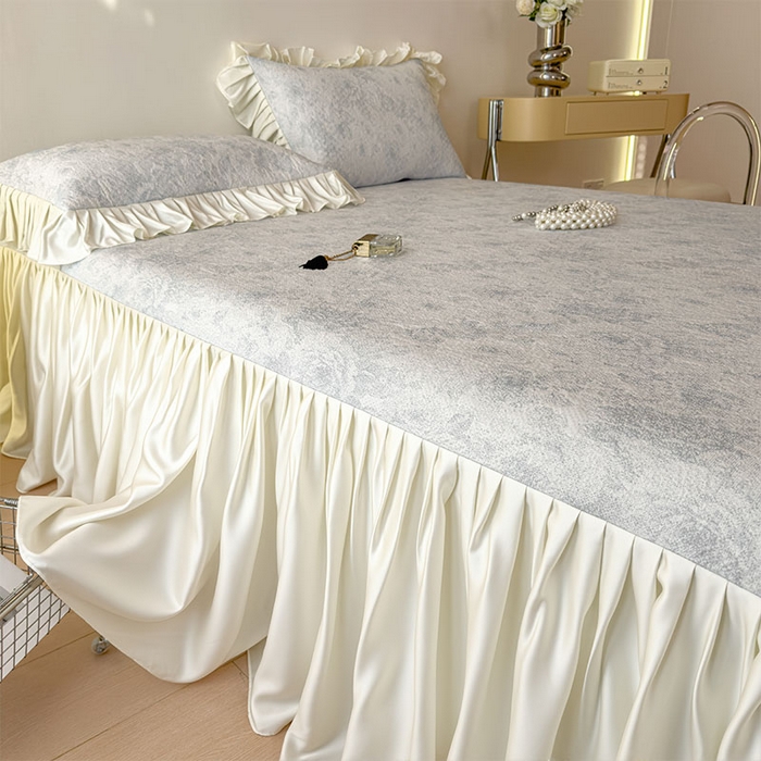 91家纺网 家纺一手货源 找家纺 莱家富 2026新款A类母婴级法式浪漫冰豆豆凉席夏天冰丝席凉感值0.21可机洗家用软席床 玫瑰暗夜灰