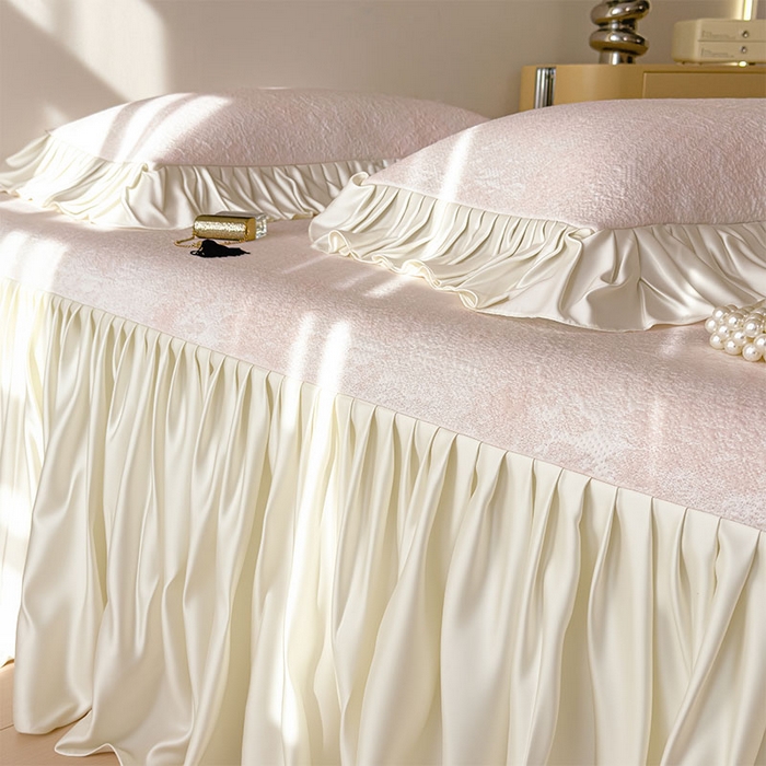 91家纺网 家纺一手货源 找家纺 莱家富 2026新款A类母婴级法式浪漫冰豆豆凉席夏天冰丝席凉感值0.21可机洗家用软席床 花园蜜桃粉