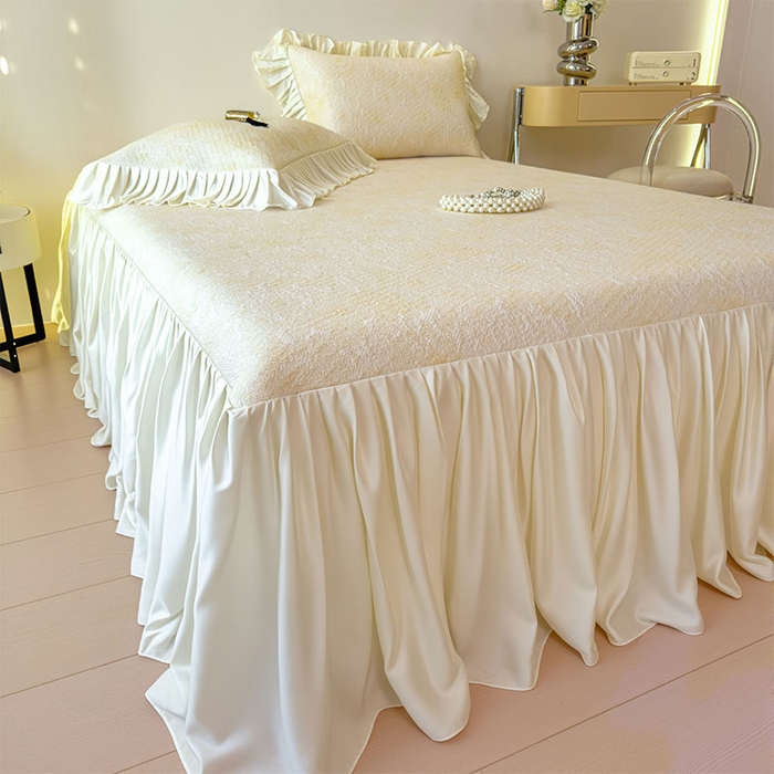 91家纺网 家纺一手货源 找家纺 莱家富 2026新款A类母婴级法式浪漫冰豆豆凉席夏天冰丝席凉感值0.21可机洗家用软席床 花园芝士黄