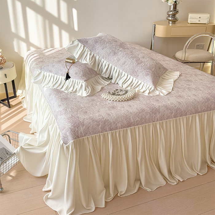 91家纺网 家纺一手货源 找家纺 莱家富 2026新款A类母婴级法式浪漫冰豆豆凉席夏天冰丝席凉感值0.21可机洗家用软席床 花园香薰紫