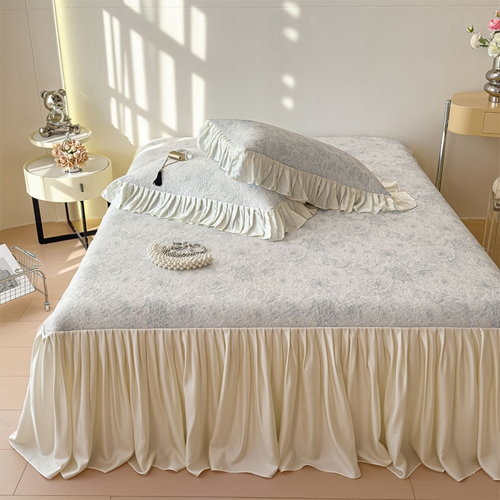 91家纺网 家纺一手货源 找家纺 莱家富 2026新款A类母婴级法式浪漫冰豆豆凉席夏天冰丝席凉感值0.21可机洗家用软席床 玫瑰暗夜灰