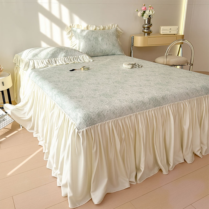 莱家富 2026新款A类母婴级法式浪漫冰豆豆凉席夏天冰丝席凉感值0.21可机洗家用软席床 玫瑰薄荷绿