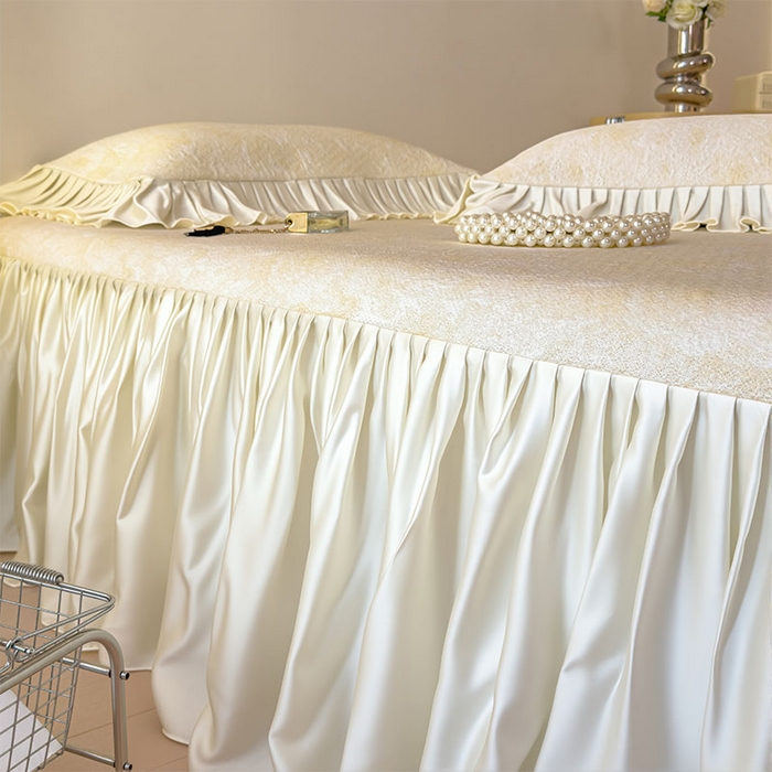 91家纺网 家纺一手货源 找家纺 莱家富 2026新款A类母婴级法式浪漫冰豆豆凉席夏天冰丝席凉感值0.21可机洗家用软席床 花园芝士黄