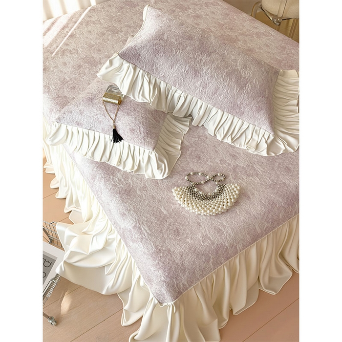 91家纺网 家纺一手货源 找家纺 莱家富 2026新款A类母婴级法式浪漫冰豆豆凉席夏天冰丝席凉感值0.21可机洗家用软席床 花园香薰紫