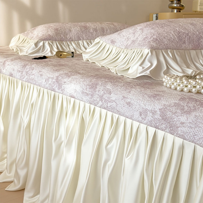 91家纺网 家纺一手货源 找家纺 莱家富 2026新款A类母婴级法式浪漫冰豆豆凉席夏天冰丝席凉感值0.21可机洗家用软席床 花园香薰紫