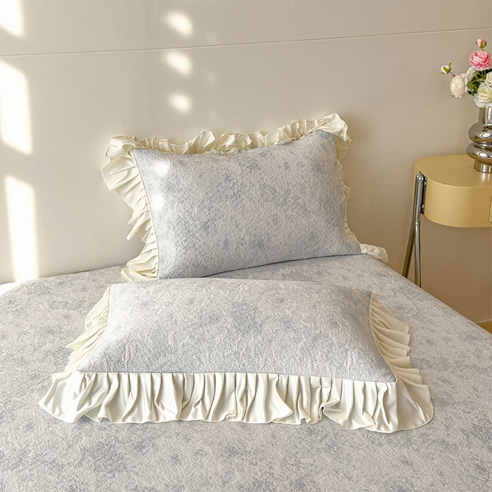 91家纺网 家纺一手货源 找家纺 莱家富 2026新款A类母婴级法式浪漫冰豆豆凉席夏天冰丝席凉感值0.21可机洗家用软席床 玫瑰暗夜灰