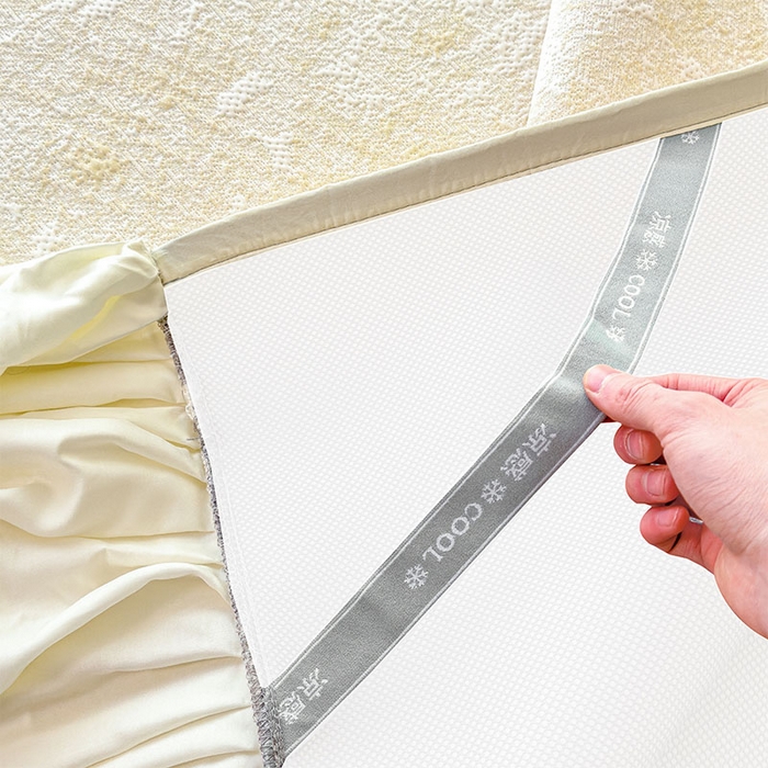 91家纺网 家纺一手货源 找家纺 莱家富 2026新款A类母婴级法式浪漫冰豆豆凉席夏天冰丝席凉感值0.21可机洗家用软席床 花园芝士黄