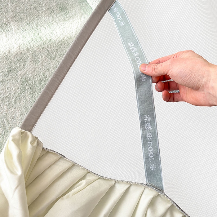 91家纺网 家纺一手货源 找家纺 莱家富 2026新款A类母婴级法式浪漫冰豆豆凉席夏天冰丝席凉感值0.21可机洗家用软席床 玫瑰薄荷绿