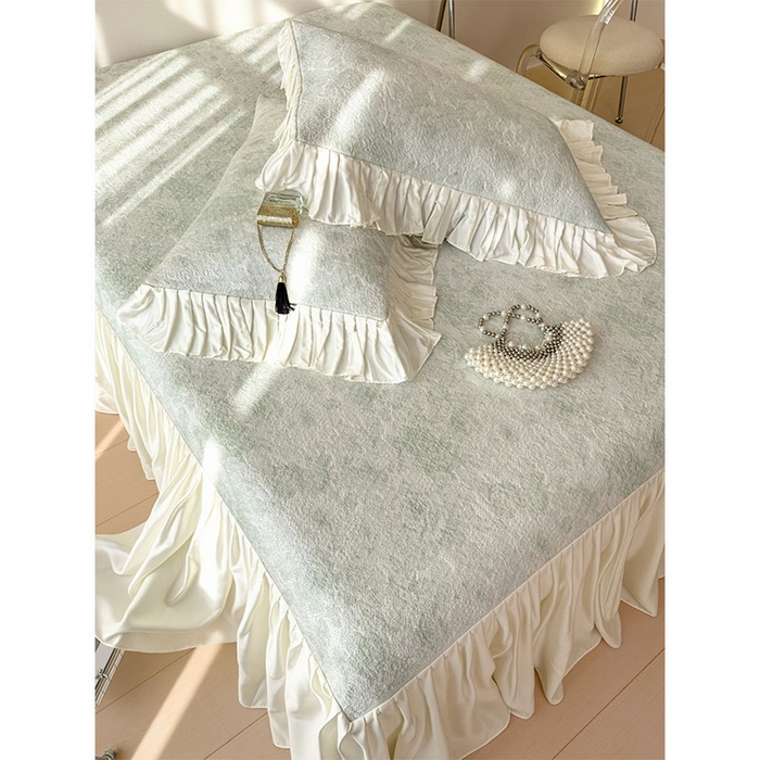 91家纺网 家纺一手货源 找家纺 莱家富 2026新款A类母婴级法式浪漫冰豆豆凉席夏天冰丝席凉感值0.21可机洗家用软席床 玫瑰薄荷绿