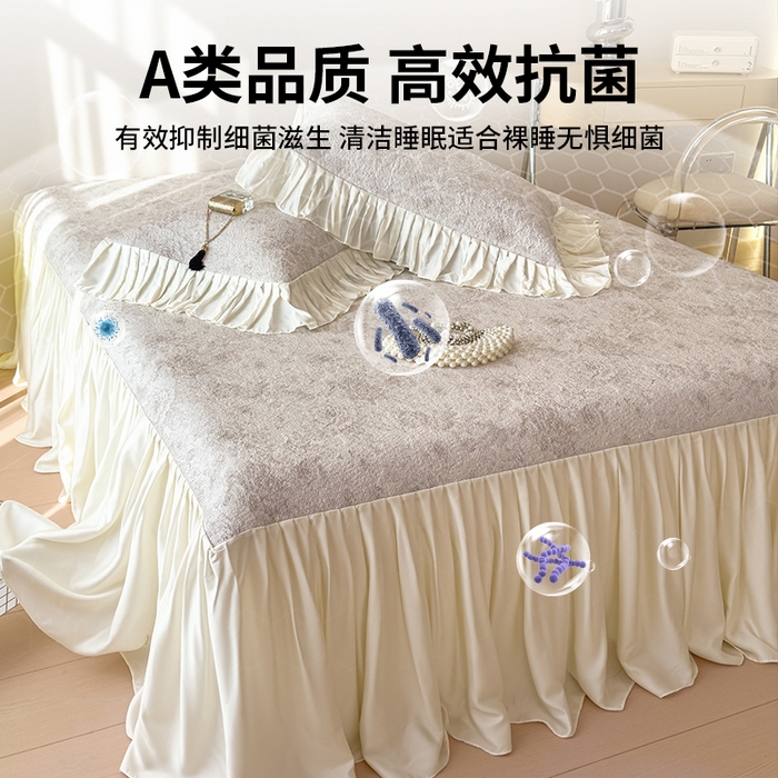 91家纺网 家纺一手货源 找家纺 莱家富 2026新款A类母婴级法式浪漫冰豆豆凉席夏天冰丝席凉感值0.21可机洗家用软席床 花园秋月咖