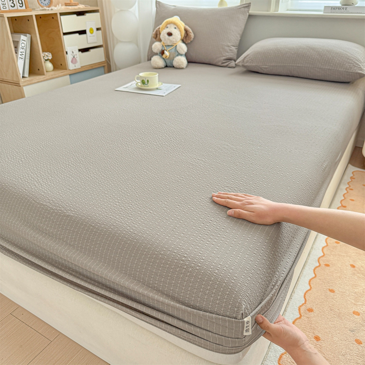 91家纺网 家纺一手货源 找家纺 （总）女子家纺 2026新款亲肤泡芙纱印花床笠单床笠床笠单件