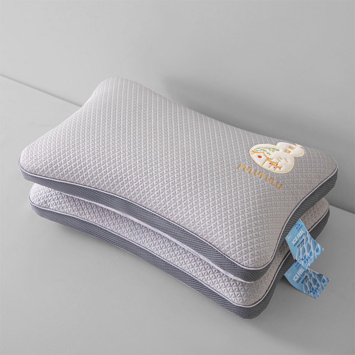 91家纺网 家纺一手货源 找家纺 麦肯锡 2026新款菱形福禄立体荞麦枕枕头枕芯 灰色