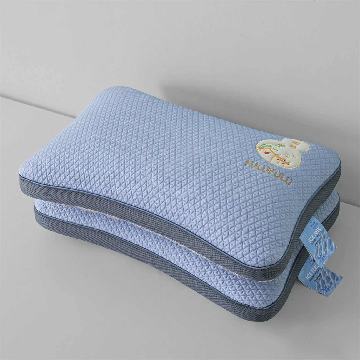 91家纺网 家纺一手货源 找家纺 麦肯锡 2026新款菱形福禄立体荞麦枕枕头枕芯 蓝色