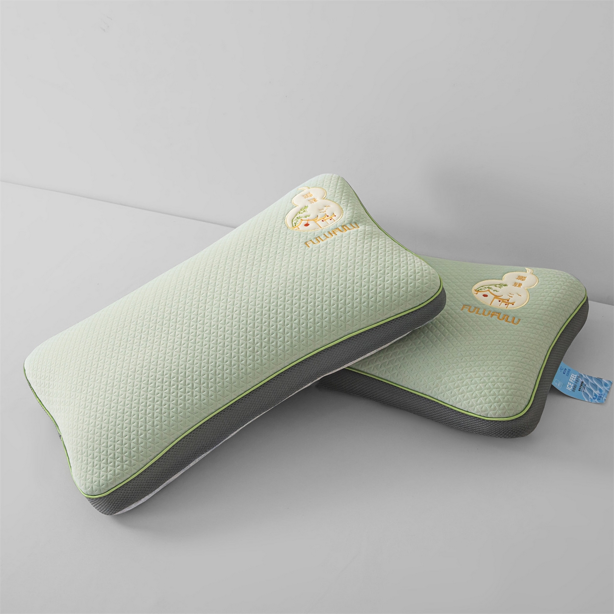 91家纺网 家纺一手货源 找家纺 麦肯锡 2026新款菱形福禄立体荞麦枕枕头枕芯 绿色