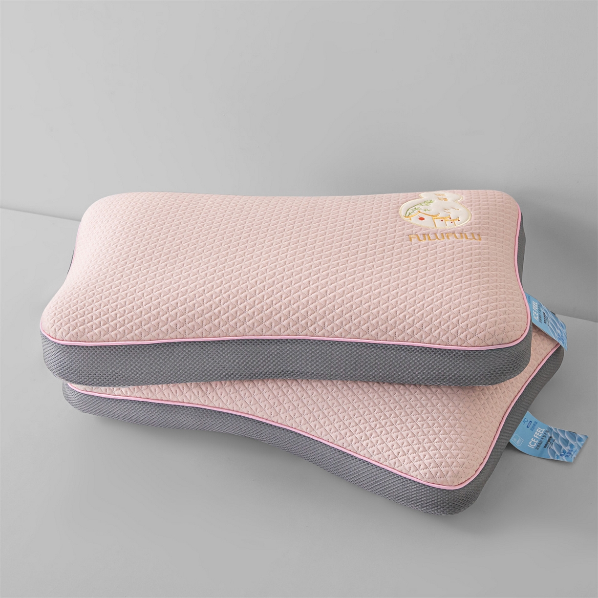 91家纺网 家纺一手货源 找家纺 麦肯锡 2026新款菱形福禄立体荞麦枕枕头枕芯 粉色