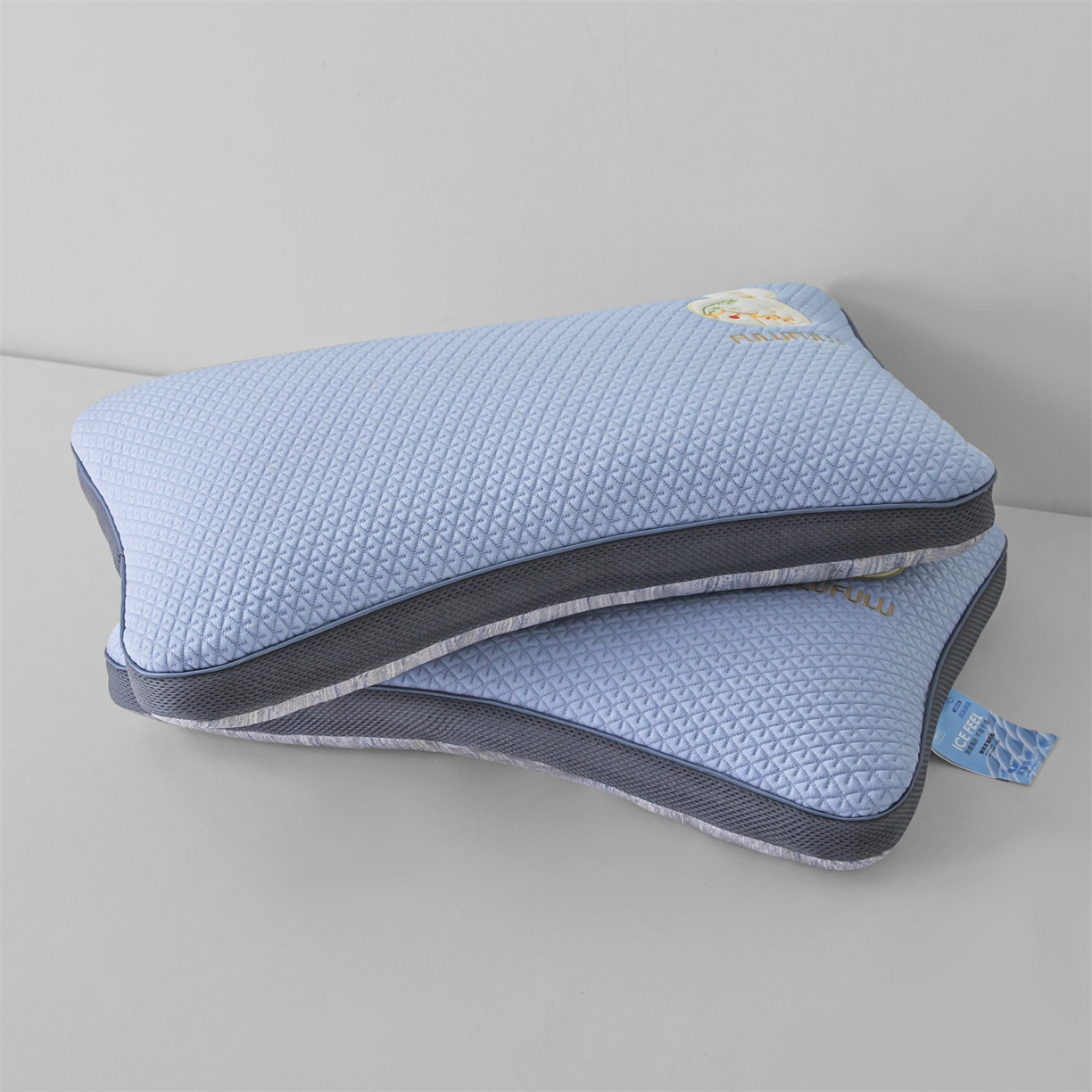 91家纺网 家纺一手货源 找家纺 麦肯锡 2026新款菱形福禄立体荞麦枕枕头枕芯 蓝色