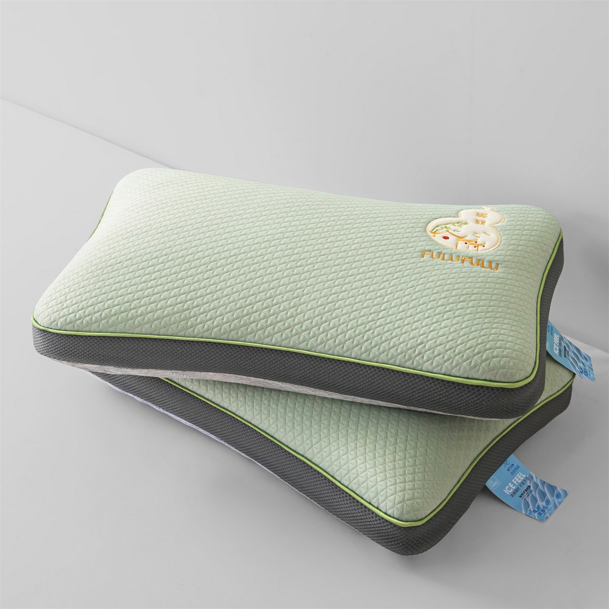 91家纺网 家纺一手货源 找家纺 麦肯锡 2026新款菱形福禄立体荞麦枕枕头枕芯 绿色