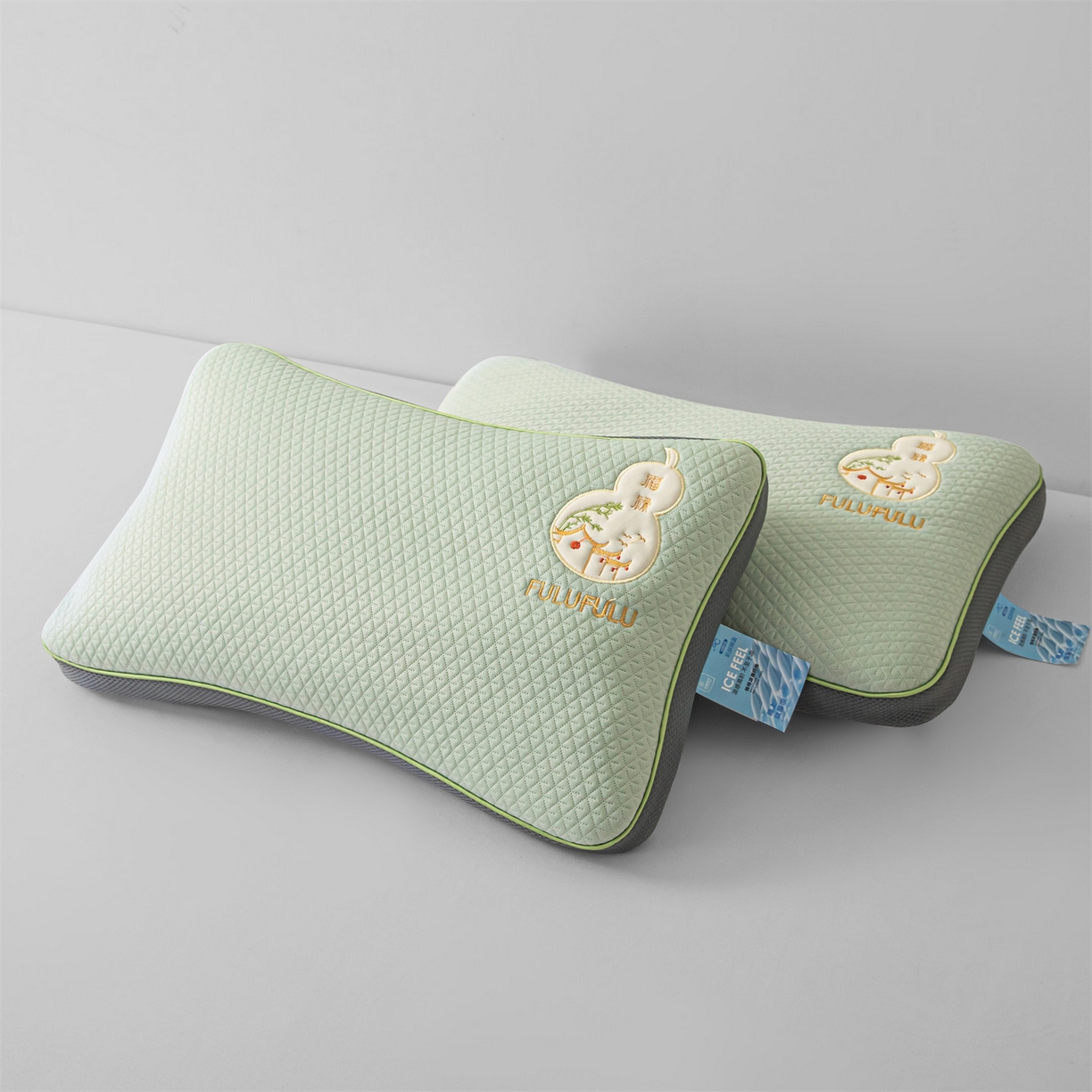 91家纺网 家纺一手货源 找家纺 麦肯锡 2026新款菱形福禄立体荞麦枕枕头枕芯 绿色