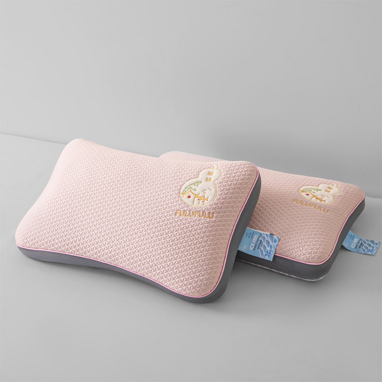 91家纺网 家纺一手货源 找家纺 麦肯锡 2026新款菱形福禄立体荞麦枕枕头枕芯 粉色