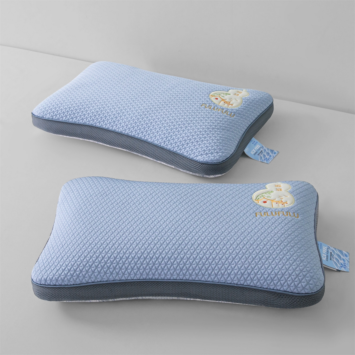 91家纺网 家纺一手货源 找家纺 麦肯锡 2026新款菱形福禄立体荞麦枕枕头枕芯 蓝色