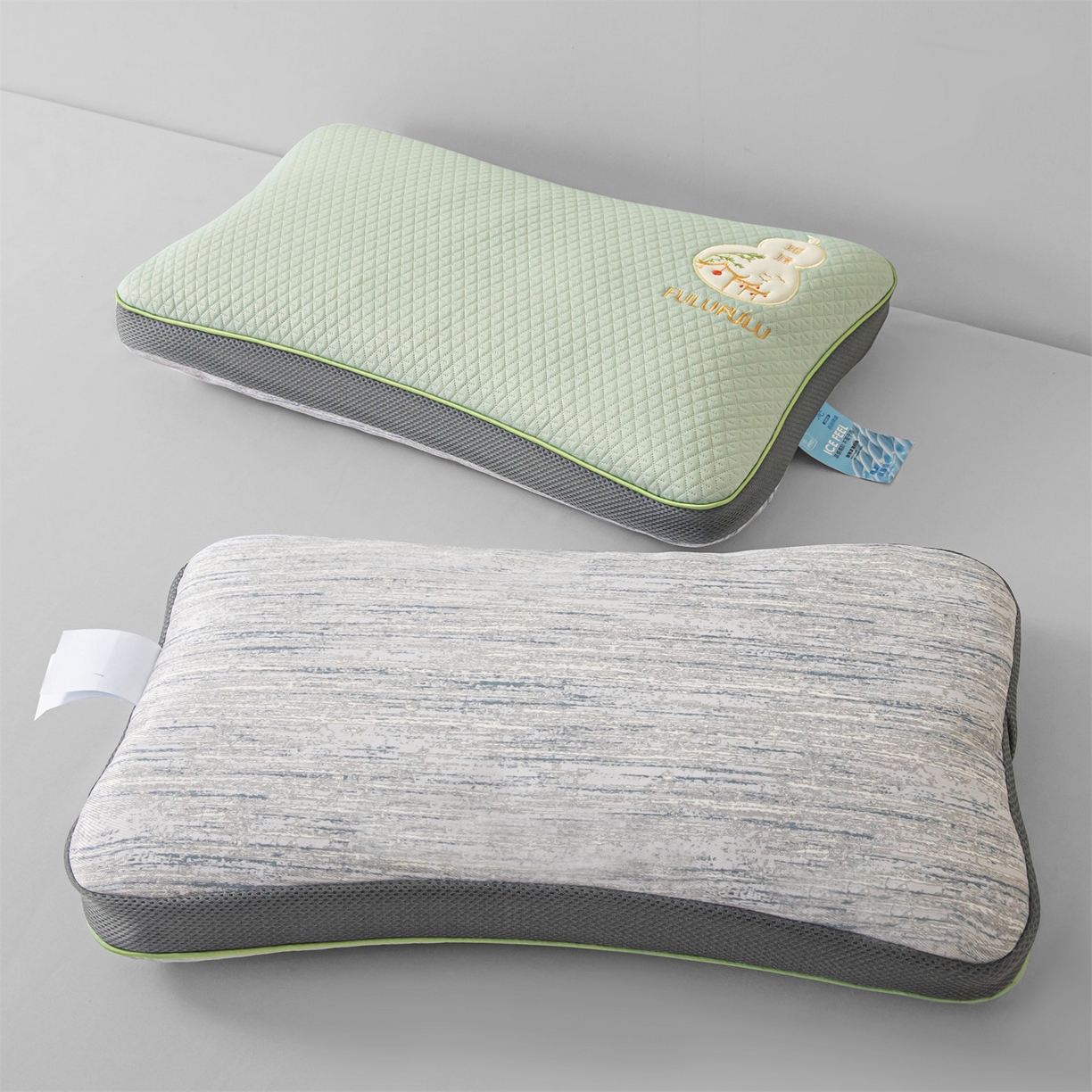 91家纺网 家纺一手货源 找家纺 麦肯锡 2026新款菱形福禄立体荞麦枕枕头枕芯 绿色