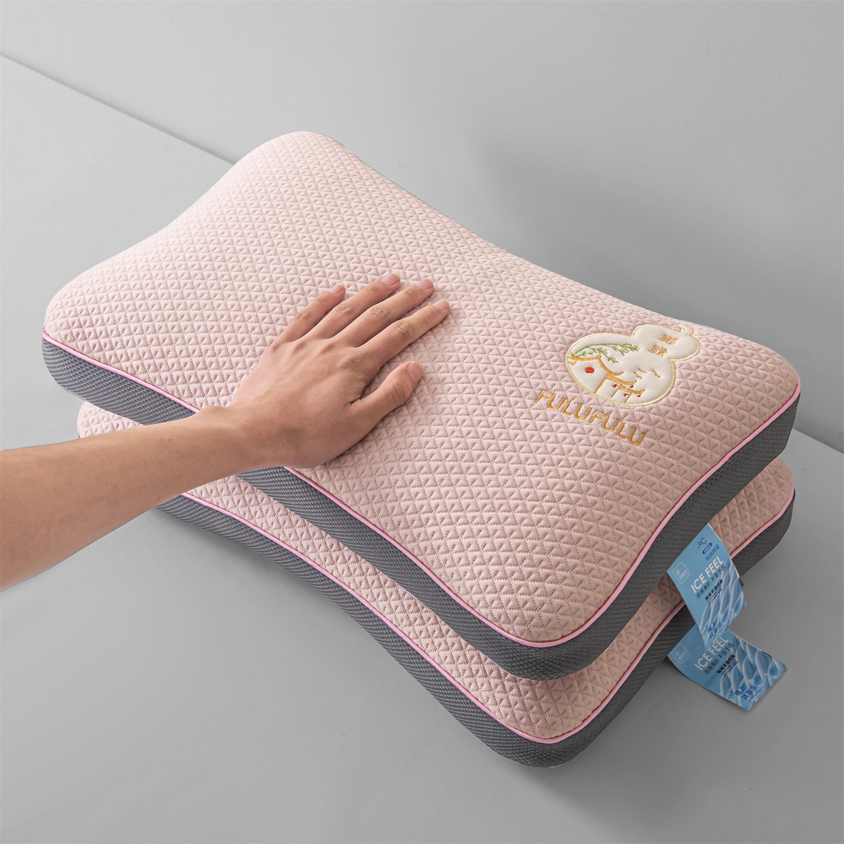 91家纺网 家纺一手货源 找家纺 麦肯锡 2026新款菱形福禄立体荞麦枕枕头枕芯 粉色