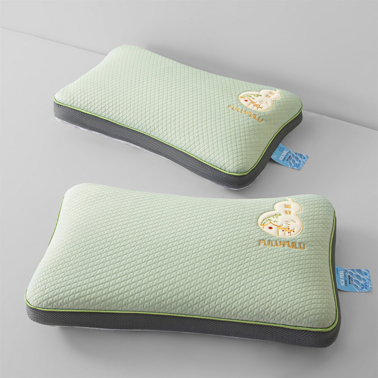 91家纺网 家纺一手货源 找家纺 麦肯锡 2026新款菱形福禄立体荞麦枕枕头枕芯 绿色