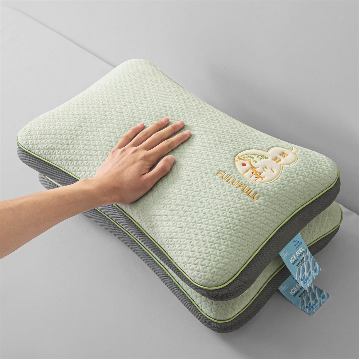 91家纺网 家纺一手货源 找家纺 麦肯锡 2026新款菱形福禄立体荞麦枕枕头枕芯 绿色