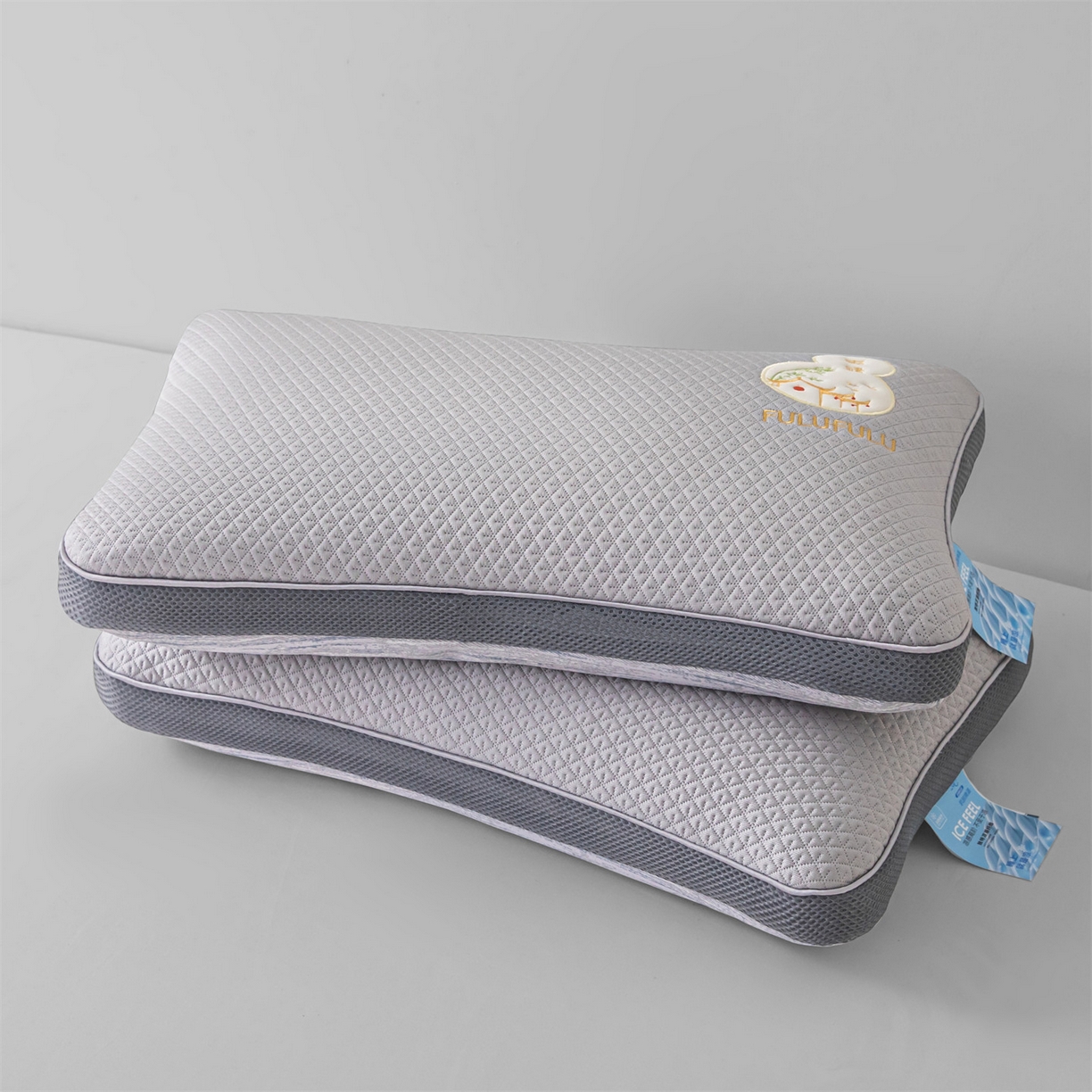 91家纺网 家纺一手货源 找家纺 麦肯锡 2026新款菱形福禄立体荞麦枕枕头枕芯 灰色