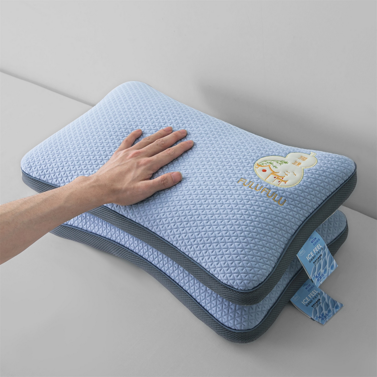 91家纺网 家纺一手货源 找家纺 麦肯锡 2026新款菱形福禄立体荞麦枕枕头枕芯 蓝色