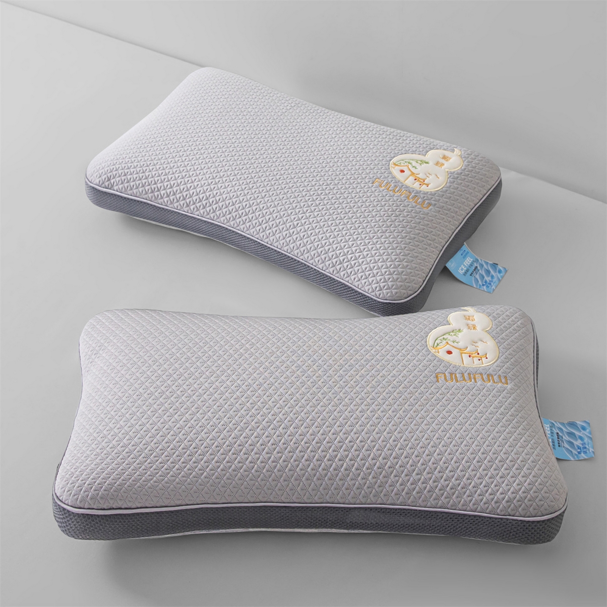 91家纺网 家纺一手货源 找家纺 麦肯锡 2026新款菱形福禄立体荞麦枕枕头枕芯 灰色