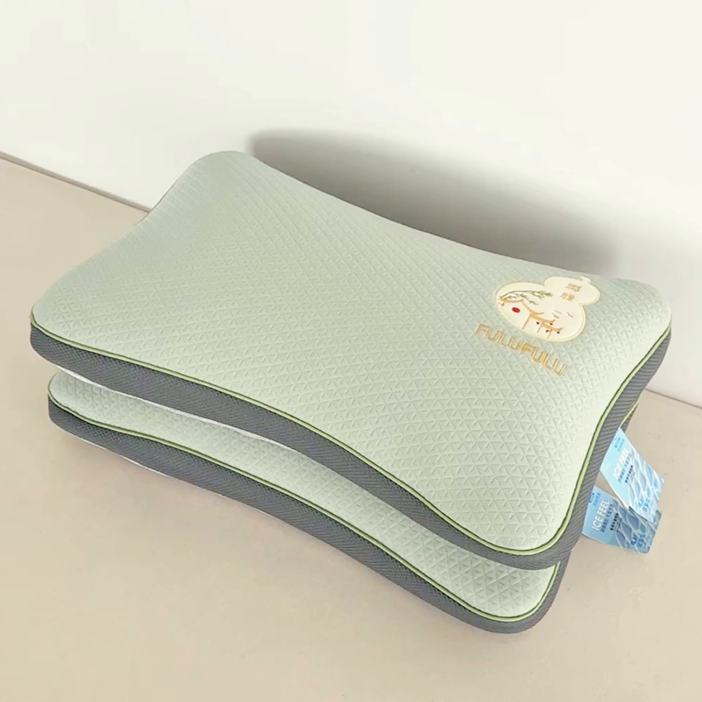 91家纺网 家纺一手货源 找家纺 麦肯锡 2026新款菱形福禄立体荞麦枕枕头枕芯 绿色