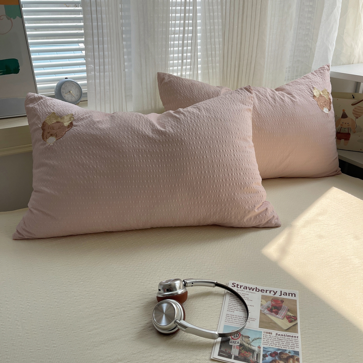 91家纺网 家纺一手货源 找家纺 贝扬思家纺 2026新款泡芙纱夏被夏凉被空调被贴布绣套件@小熊日记系列（可爱到犯规的夏被噜） 小熊日记-黄粉