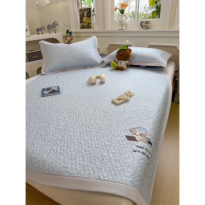 91家纺网 家纺一手货源 找家纺 （总）莱家富 2026新款卡通夏天冰豆豆凉席三件套儿童单人冰丝席凉感值过0.21可机水洗宿舍空