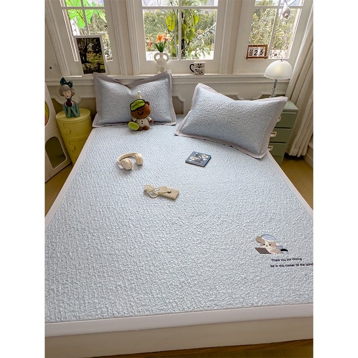 91家纺网 家纺一手货源 找家纺 （总）莱家富 2026新款卡通夏天冰豆豆凉席三件套儿童单人冰丝席凉感值过0.21可机水洗宿舍空