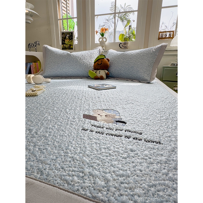 91家纺网 家纺一手货源 找家纺 （总）莱家富 2026新款卡通夏天冰豆豆凉席三件套儿童单人冰丝席凉感值过0.21可机水洗宿舍空