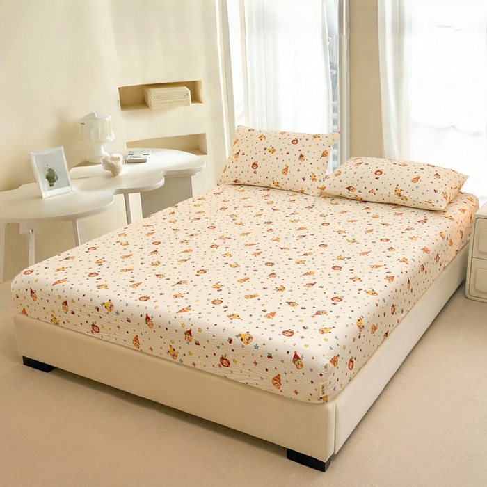 91家纺网 家纺一手货源 找家纺 几禾 2026新款高克重泡芙纱~印花款（单床笠）浅糯系列-110g CL浅糯 旧街星星